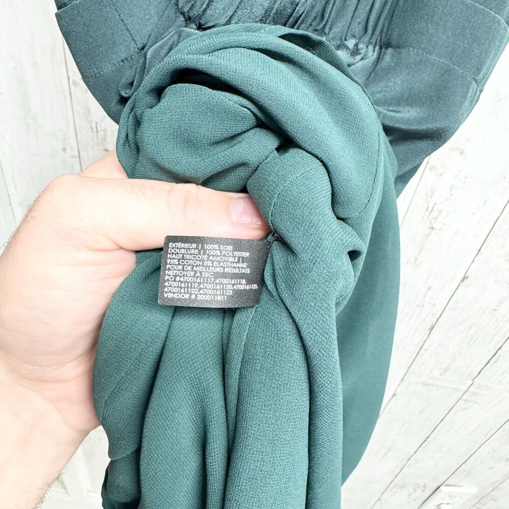 Club Monaco 100% Silk Sleeveless Forest Green Snatched Mini Dress Size 0 - Picture 4 of 5